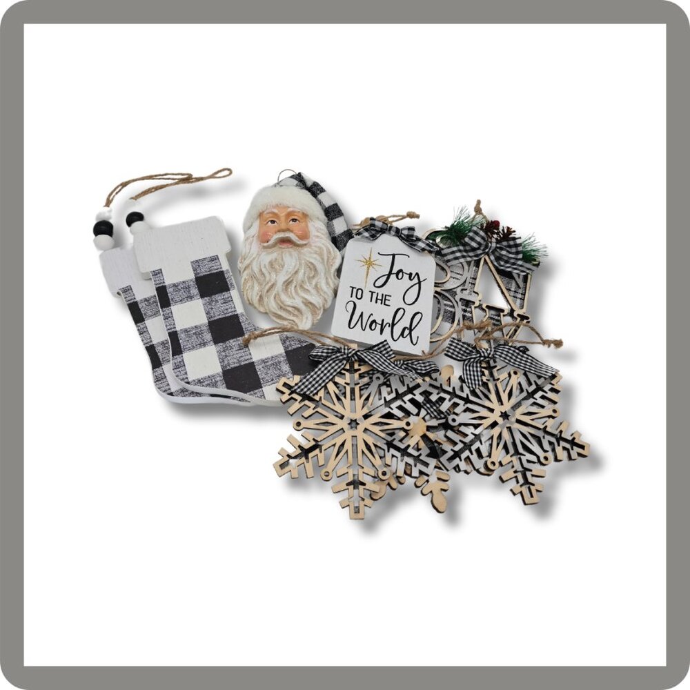 Mixed Lot Black Buffalo Plaid Christmas Decor